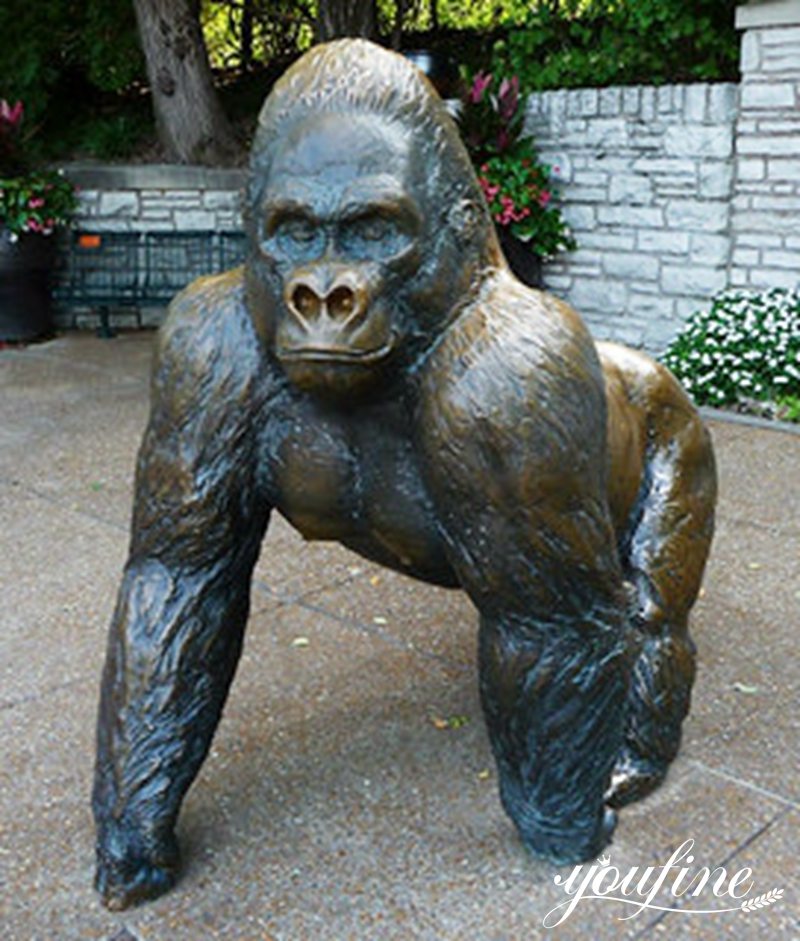 Life-Size Seated Bronze Gorilla Statue BOK1-395 - Bronze Monkey Statue - 14