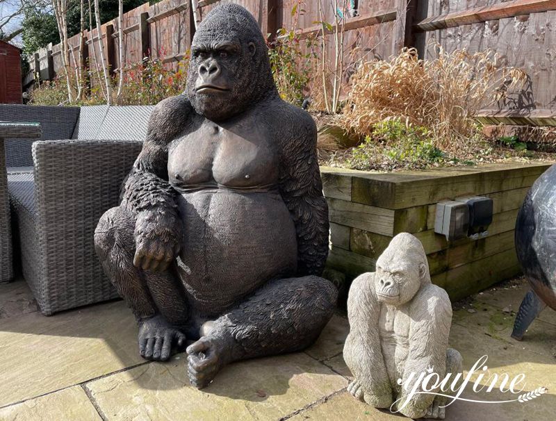 Life-Size Bronze Seated Gorilla Statue Outdoor Decor BOK1-395 - Bronze Animal Sculpture - 5