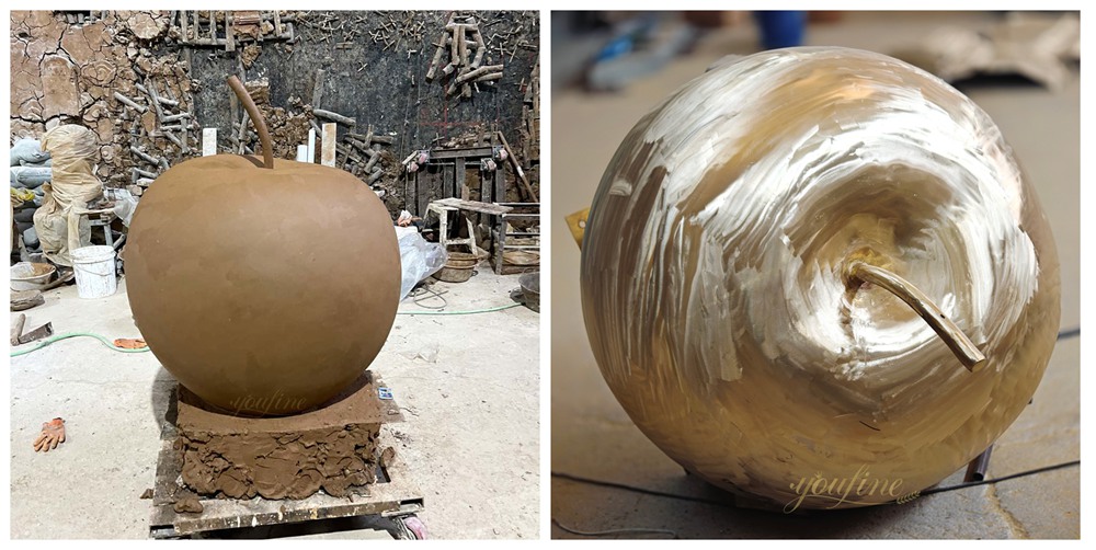 Clay model and polishing of the apple sculpture