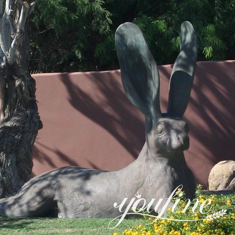 Funny-outdoor-zoo-decor-life-size-casting-metal-bunny-sculpture