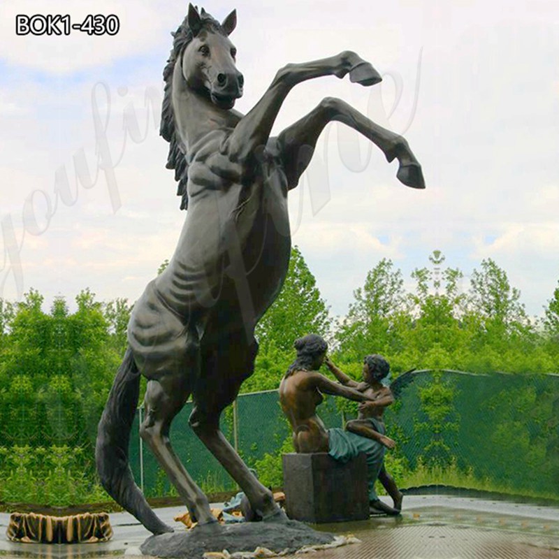 bronze jumping galloping horse statue-1