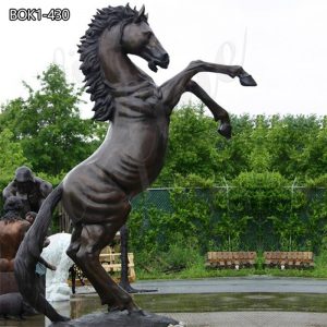 bronze jumping galloping horse statue-2