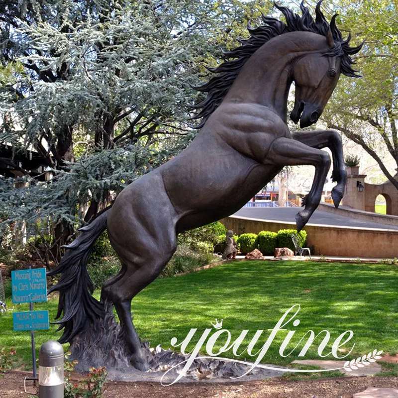 bronze jumping horse statue-2