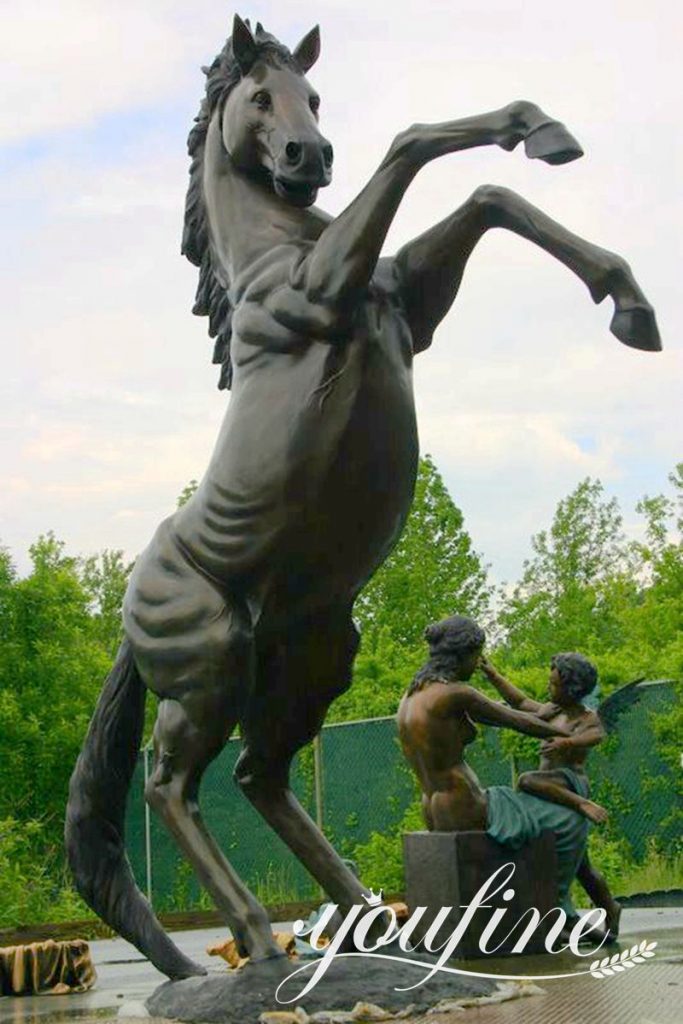 bronze jumping horse statue1