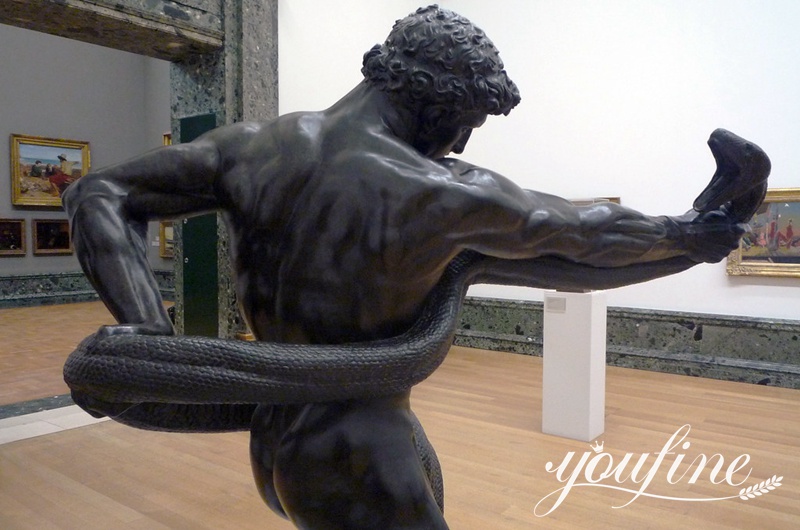 detailed statue of man fighting snake-YouFine Sculpture