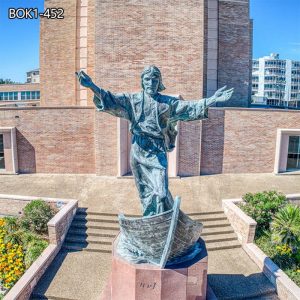 Customized Bronze Jesus Statue Standing in a Boat BOK1-452