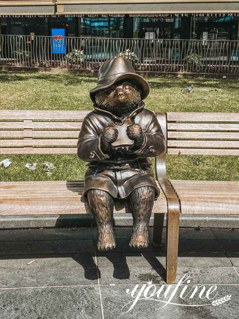 Outdoor Bronze Paddington Bear Statue Decor for Sale BOK1-453 - Bronze Animal Sculpture - 5