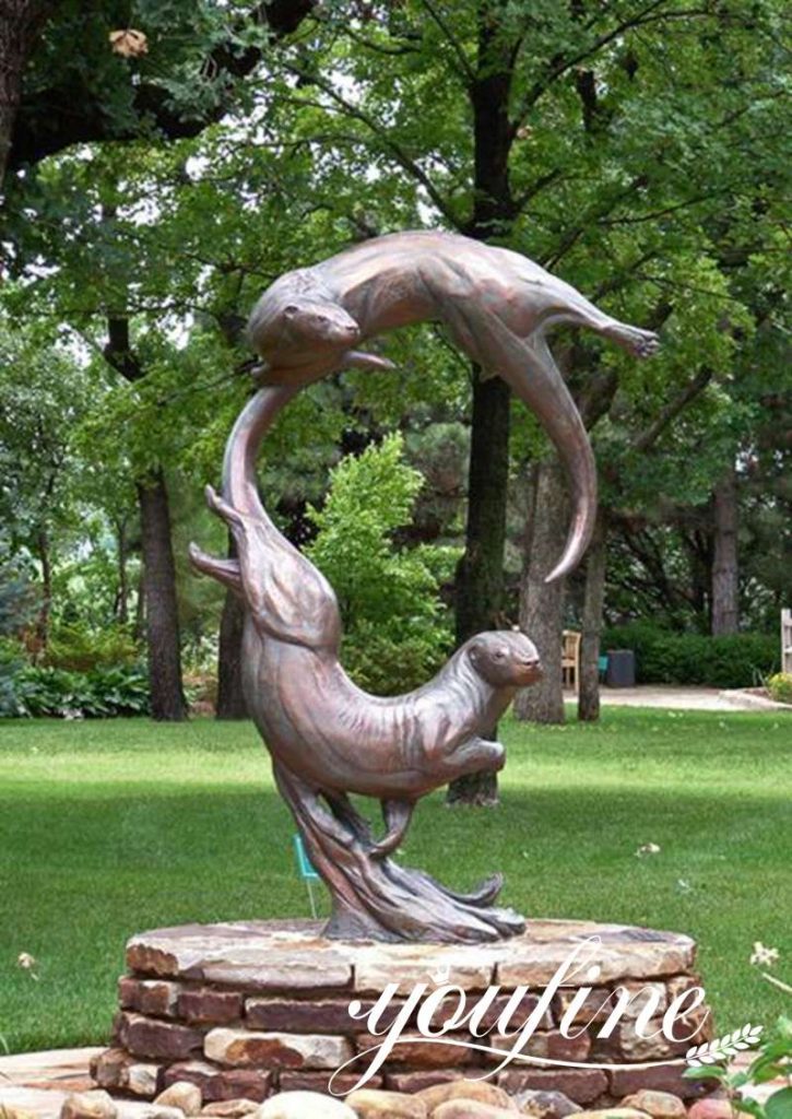 bronze otter sculpture