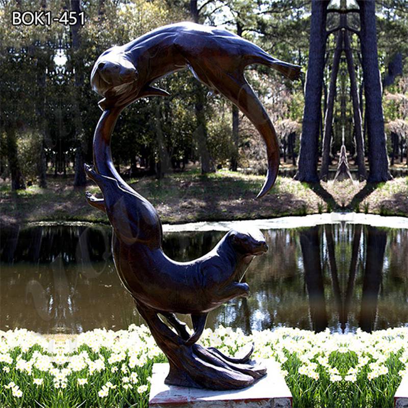 bronze otter sculpture for sale-