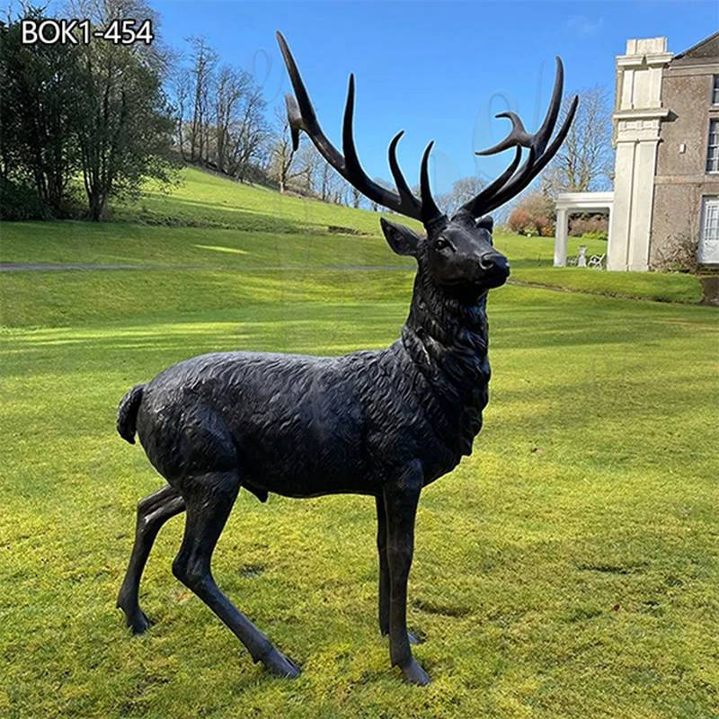 Life Size Bronze Deer Statue For Garden and Yard Ornaments BOK1-454 - Bronze Animal Sculpture - 2