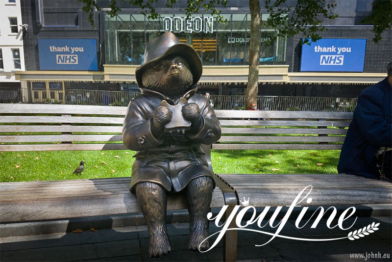 Outdoor Bronze Paddington Bear Statue Decor for Sale BOK1-453 - Bronze Animal Sculpture - 24