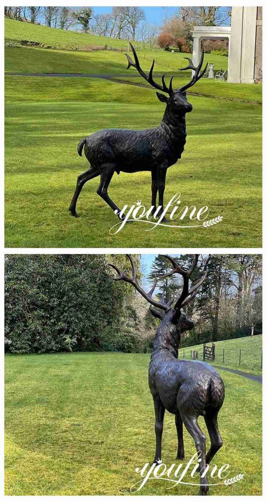 Life Size Bronze Deer Statue For Garden and Yard Ornaments BOK1-454 - Bronze Animal Sculpture - 1