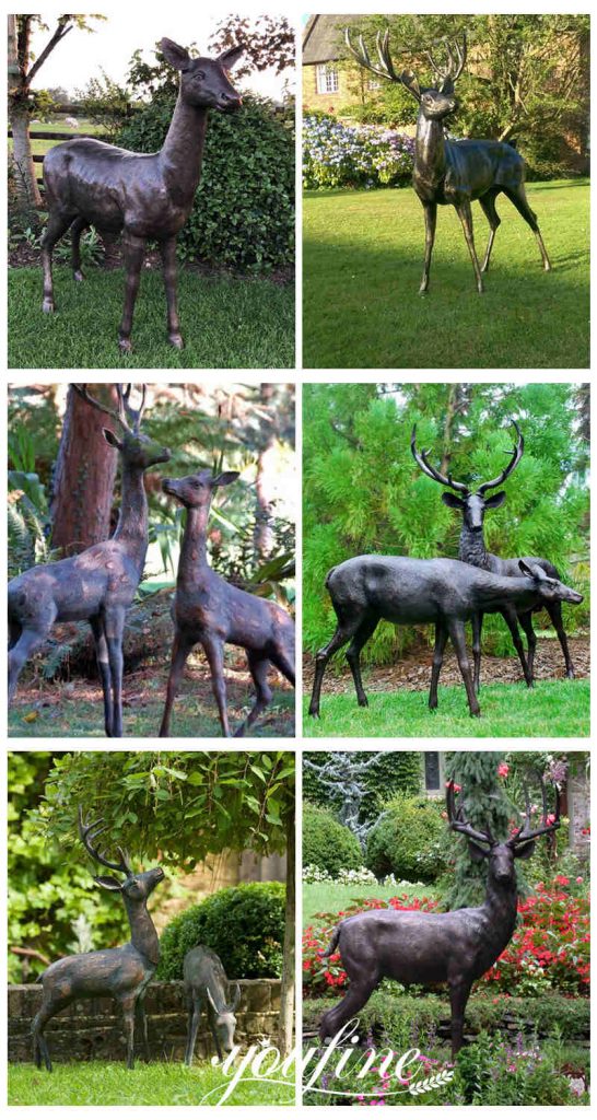 Life Size Bronze Deer Statue For Garden and Yard Ornaments BOK1-454 - Bronze Animal Sculpture - 6