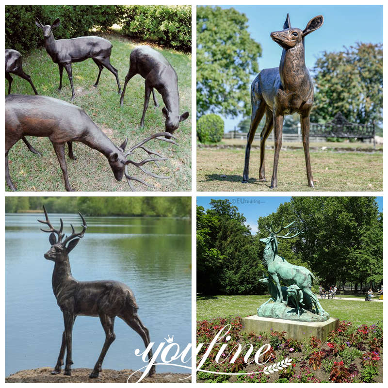 Life Size Bronze Deer Statue For Garden and Yard Ornaments BOK1-454 - Bronze Animal Sculpture - 5