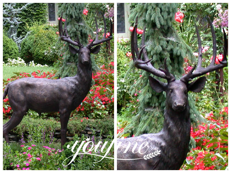 Life Size Bronze Deer Statue For Garden and Yard Ornaments BOK1-454 - Bronze Animal Sculpture - 4