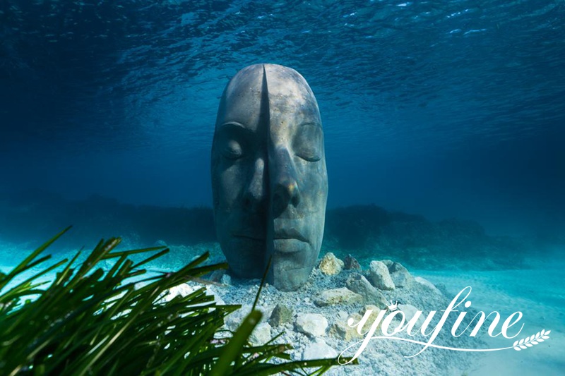 underwater-face sculpture