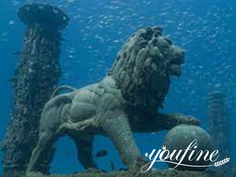 underwater lion sculptures