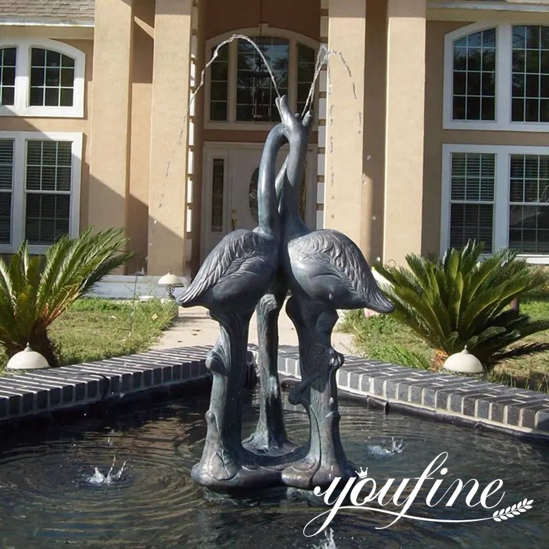 Bronze Crane Spitting Bird Fountain Statue Supplier BOK1-460 - Bronze Animal Sculpture - 1