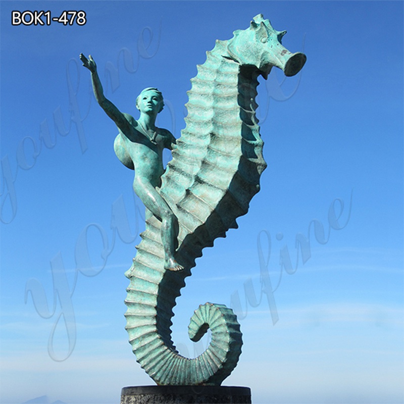 bronze seahorse sculpture