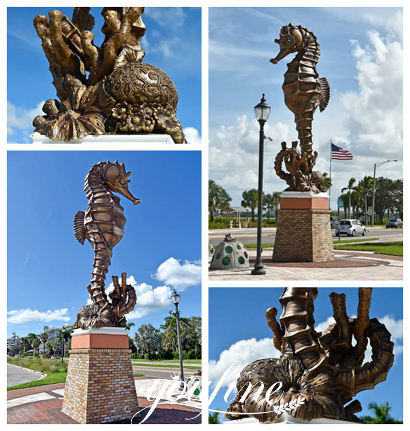 Large Bronze Seahorse Statue Outdoor Decoration Wholesaler BOK1-478 - Bronze Animal Sculpture - 8