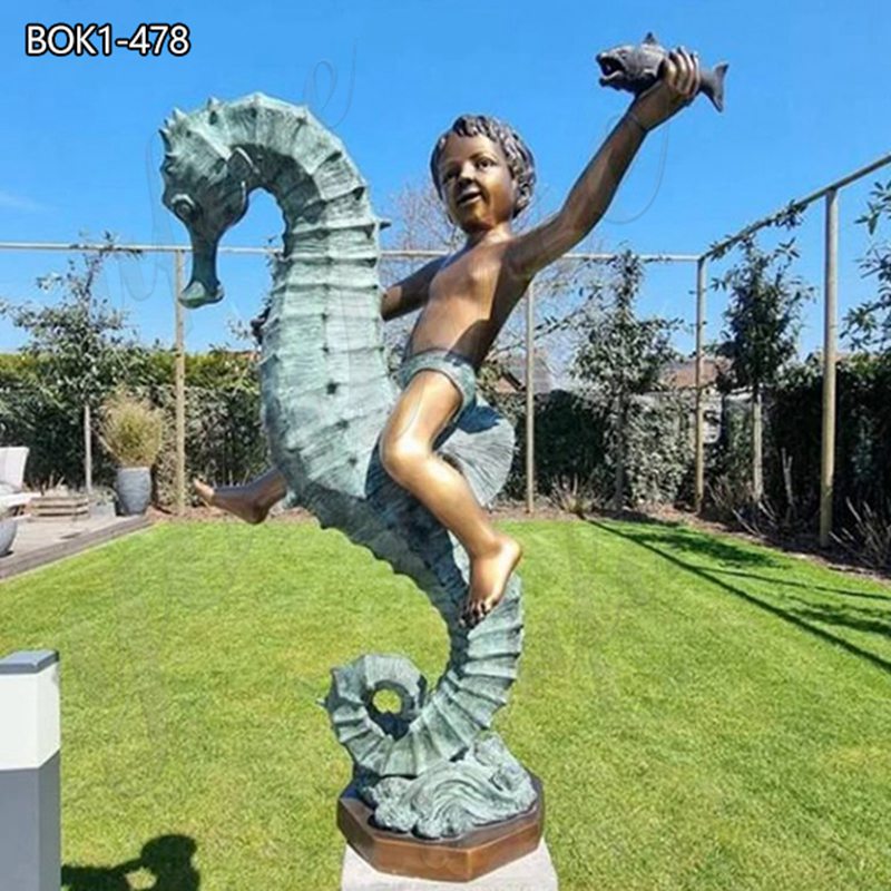 outdoor large seahorse statue