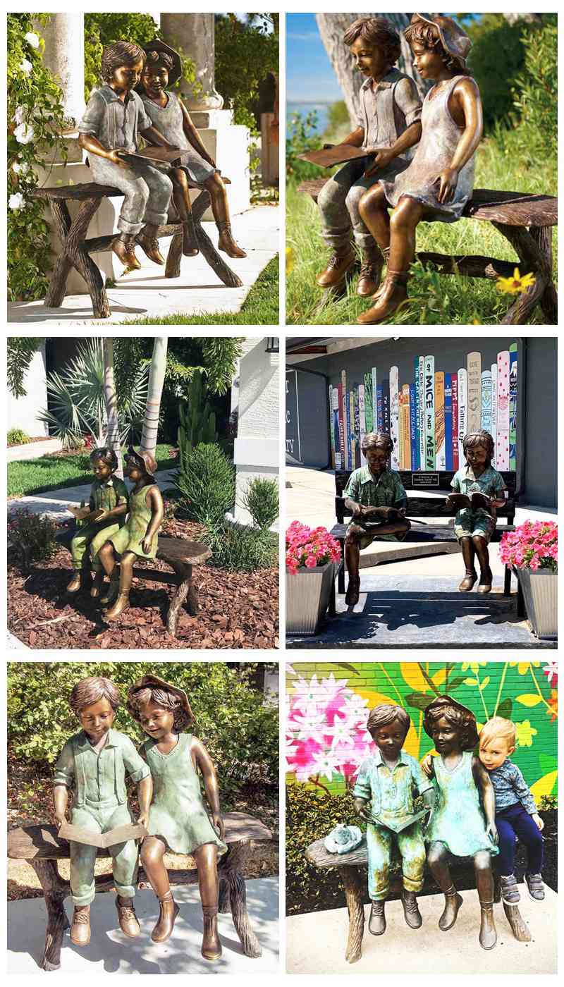 Bronze Children Garden Statue for Garden Decor BOKK-787 - Bronze Children Sculpture - 6