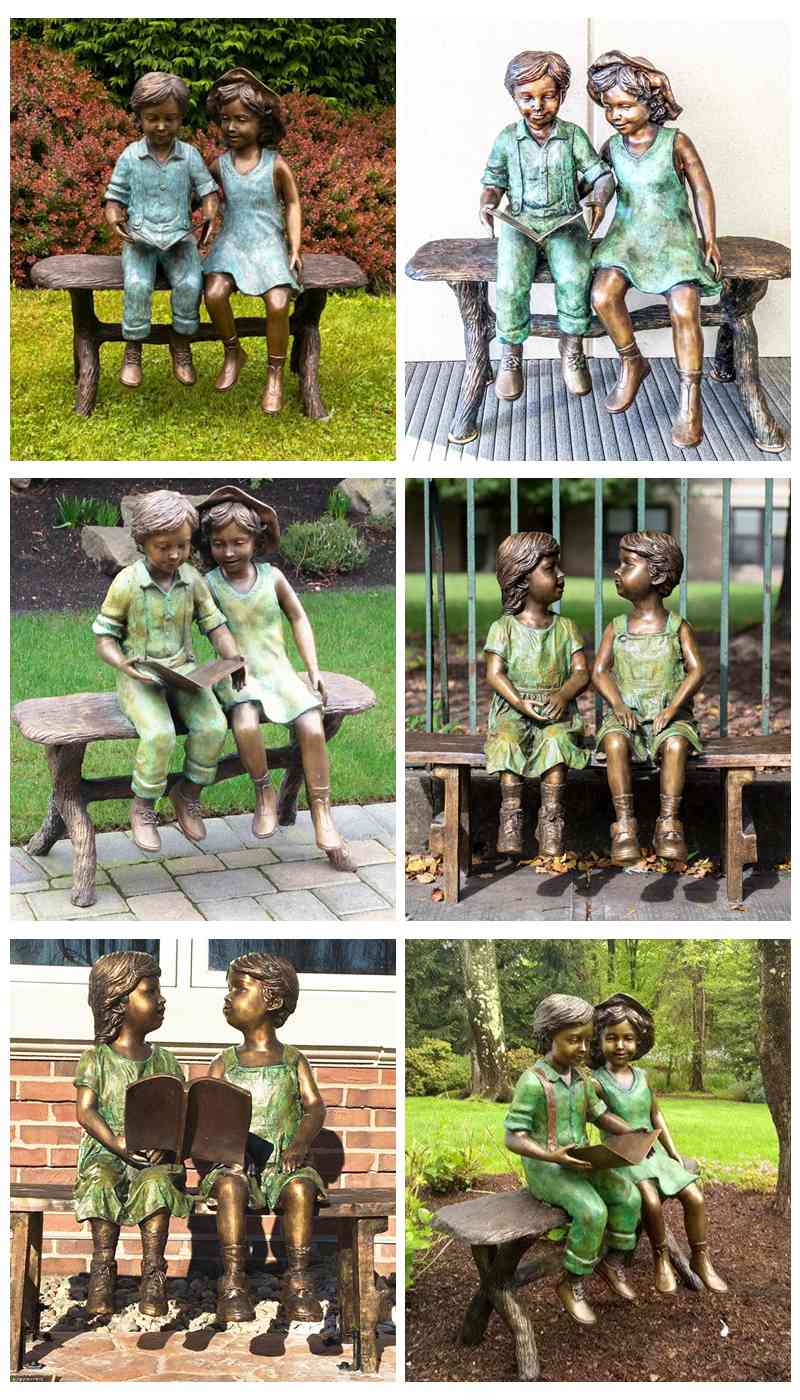 Bronze Children Garden Statue for Garden Decor BOKK-787 - Bronze Children Sculpture - 4