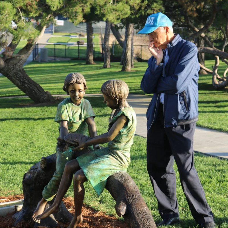 Children's Bronze Sports Boy and Girl Leapfrog Statues Playing Vault Art - Bronze Children Statues - 9