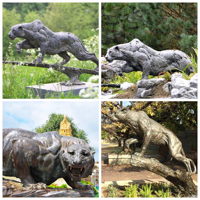 Outdoor Life Size Bronze Leopard Statue School Garden Decor for Sale BOKK-382 - Bronze Leopard Statues - 9