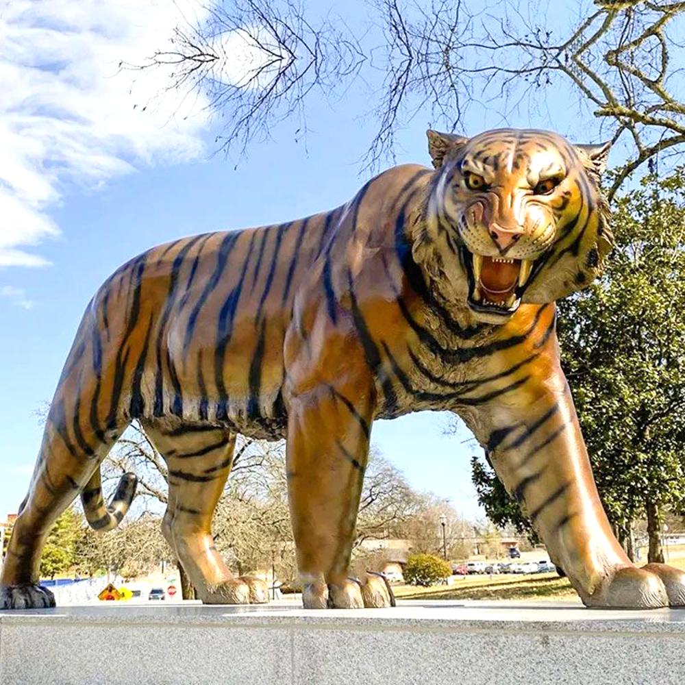 University of Memphis Antique Bronze Tiger Statue BOKK-783 - Bronze Tiger Statue - 3 University of Memphis Bronze Tiger Statue mascot
