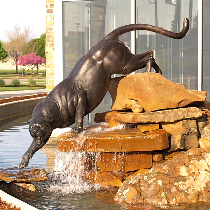 Large Bronze Black Panther Statue Metal Wild Animal Sculpture for Sale BOKK-369 - Bronze Leopard Statues - 6