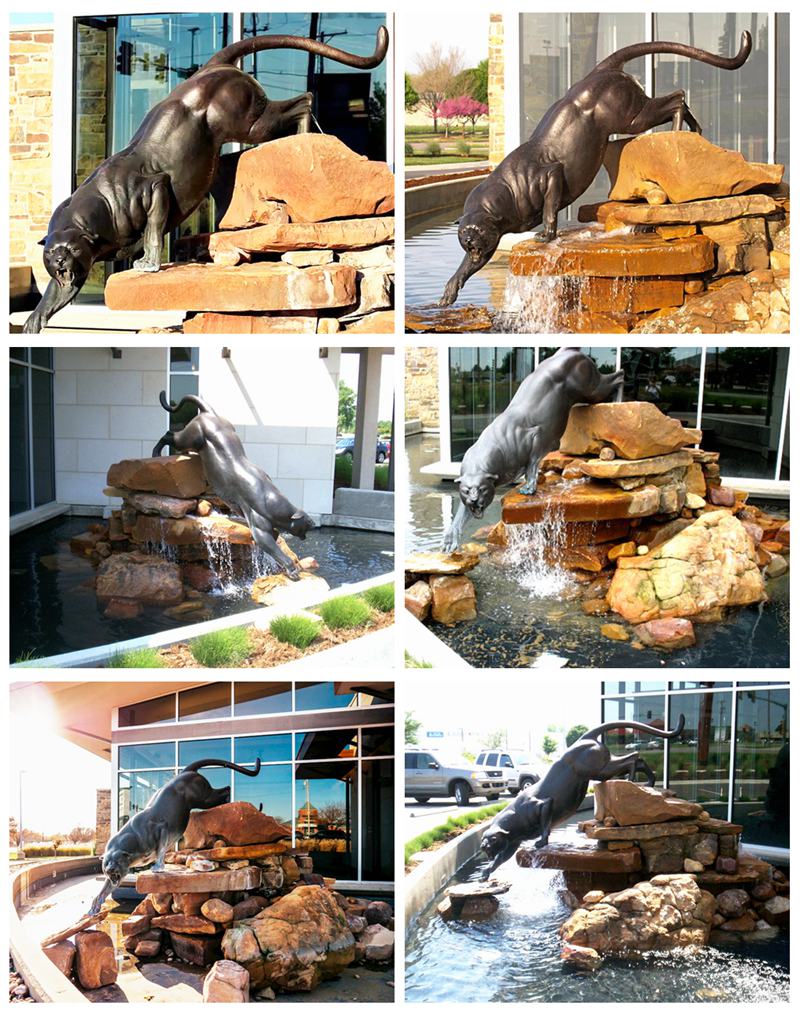 Large Bronze Black Panther Statue Metal Wild Animal Sculpture for Sale BOKK-369 - Bronze Leopard Statues - 3