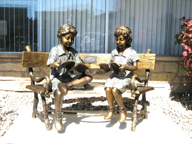 Children's Bronze Sports Boy and Girl Leapfrog Statues Playing Vault Art - Bronze Children Statues - 18