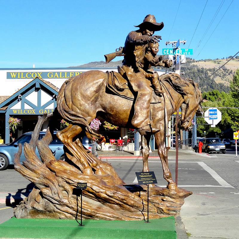 Full Size Outdoor Bronze Famous Cowboy Statue Cowtown Colesium Art - Bronze Horse Statues - 12