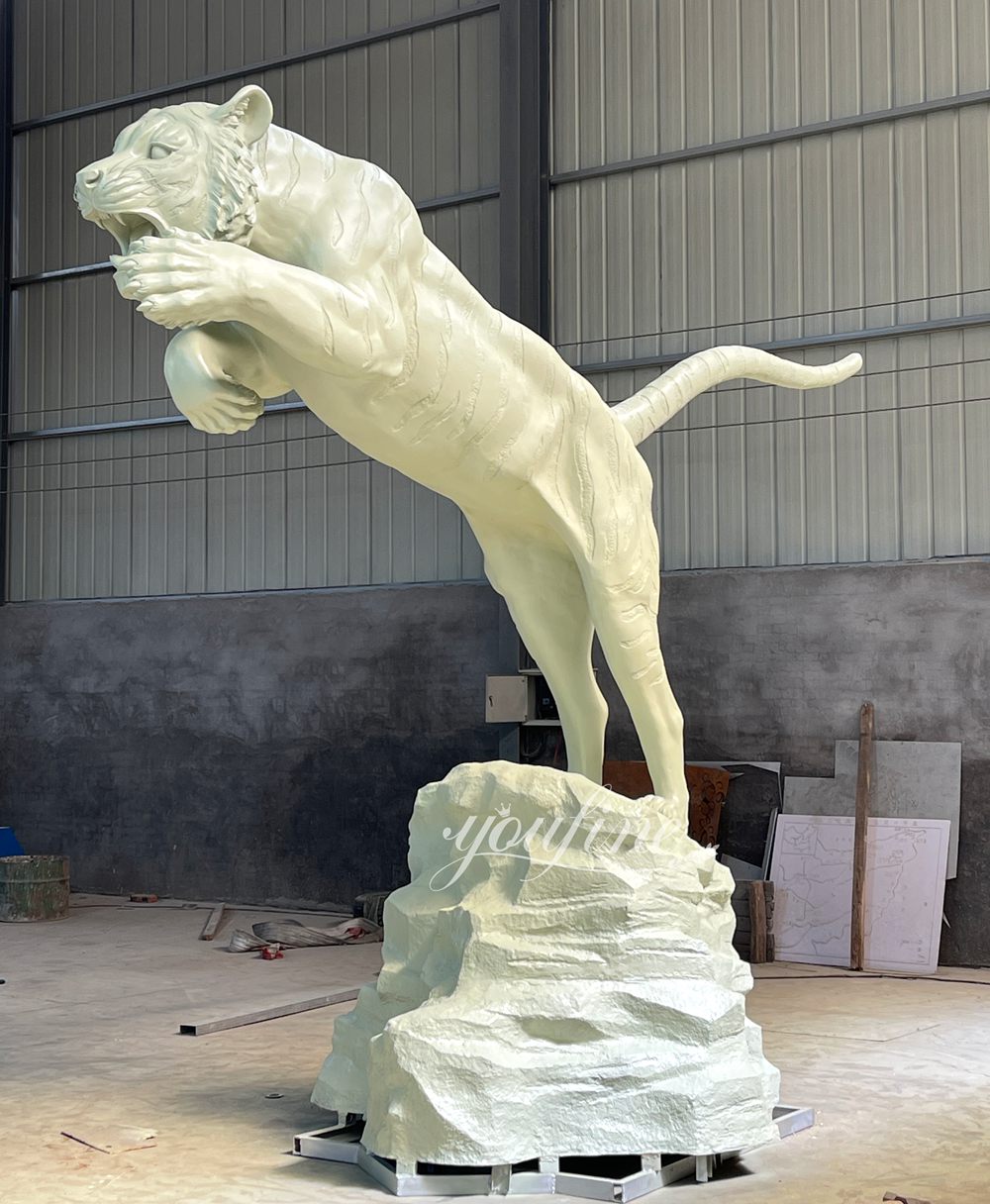 High Quality Jumping Tiger Sculpture BOKK-392 - Bronze Tiger Statue - 7 wildlife large Jumping Tiger statue