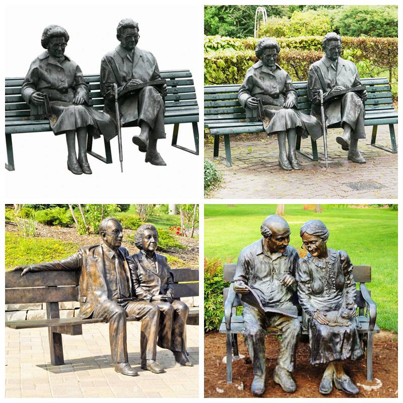 The Valentine Bronze Elderly Couple Love Statue Replica - Bronze Figure Sculpture - 6