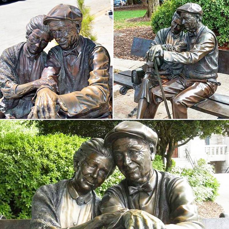 The Valentine Bronze Elderly Couple Love Statue Replica - Bronze Figure Sculpture - 4