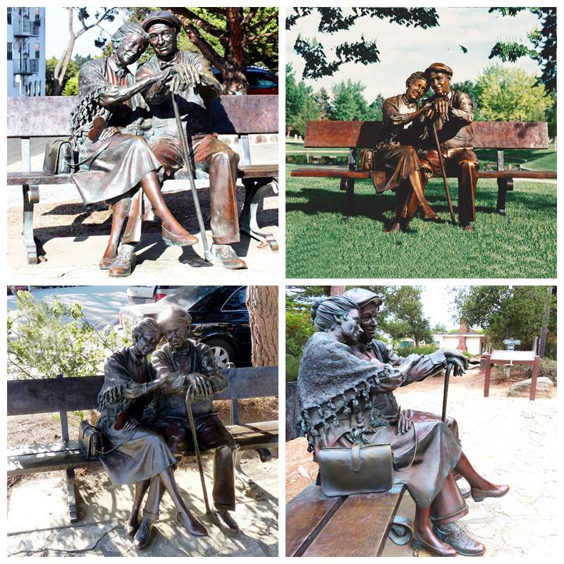 The Valentine Bronze Elderly Couple Love Statue Replica - Bronze Figure Sculpture - 5