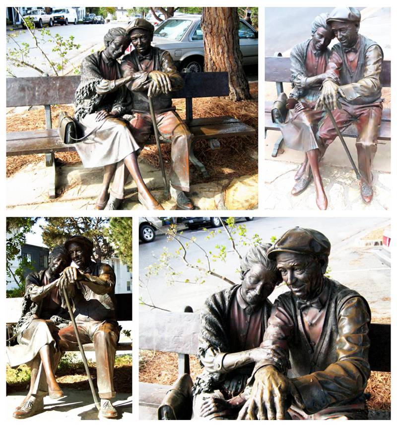 The Valentine Bronze Elderly Couple Love Statue Replica - Bronze Figure Sculpture - 3