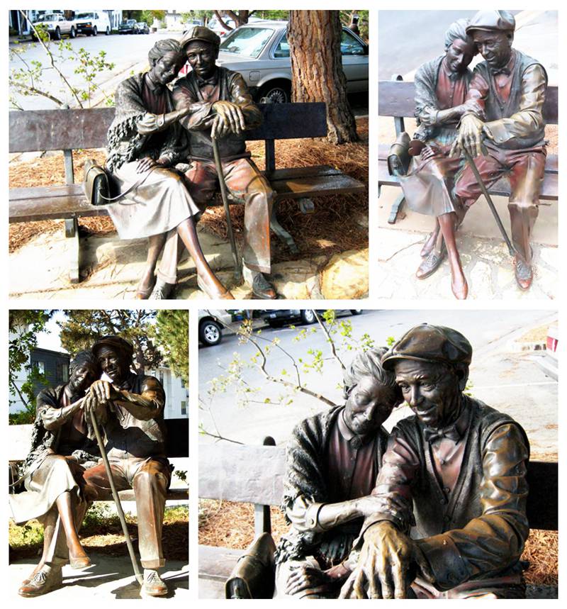 The Valentine Bronze Elderly Couple Love Statue Replica - Bronze Figure Sculpture - 3