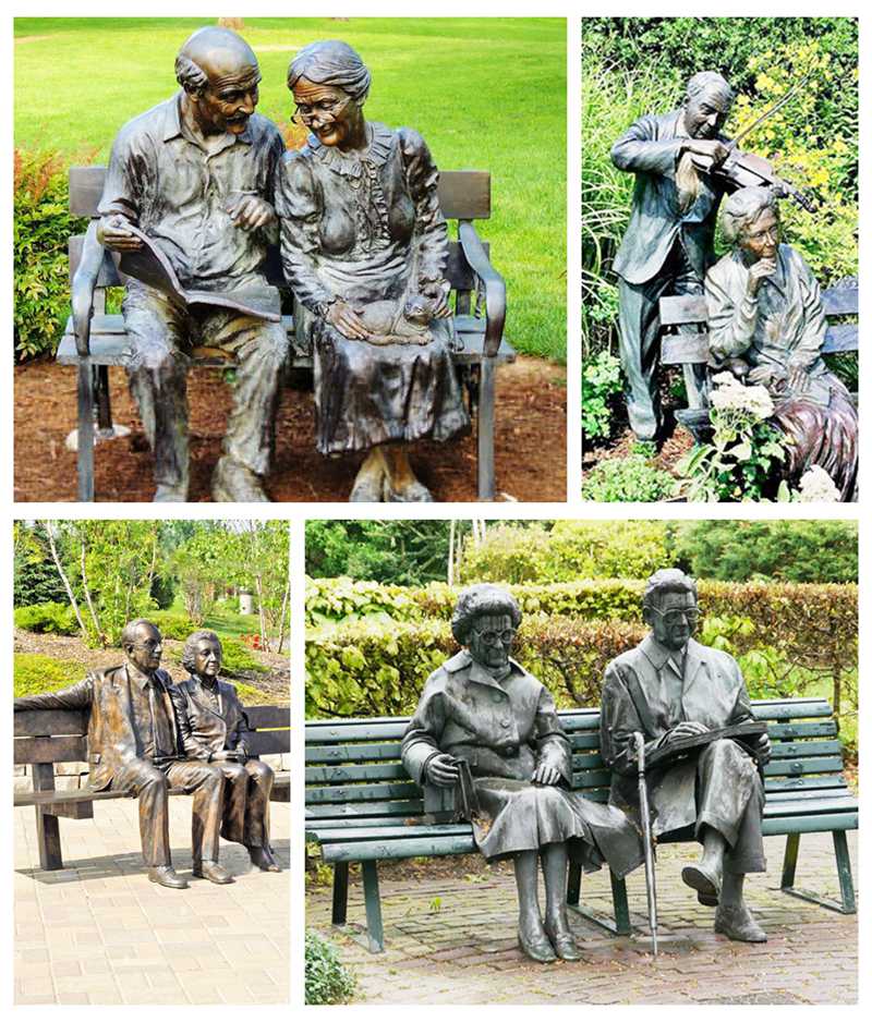 The Valentine Bronze Elderly Couple Love Statue Replica - Bronze Figure Sculpture - 10