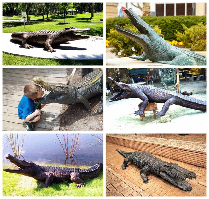 Bronze Alligator Water Fountain Garden Outdoor Centerpiece - Bronze Animal Fountain - 3