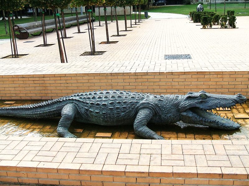 Outdoor alligator statue