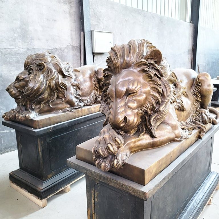 SCULPTURE AFRICAIN LIONNE Vie Sauvage Animal Bronze Statue Marbre