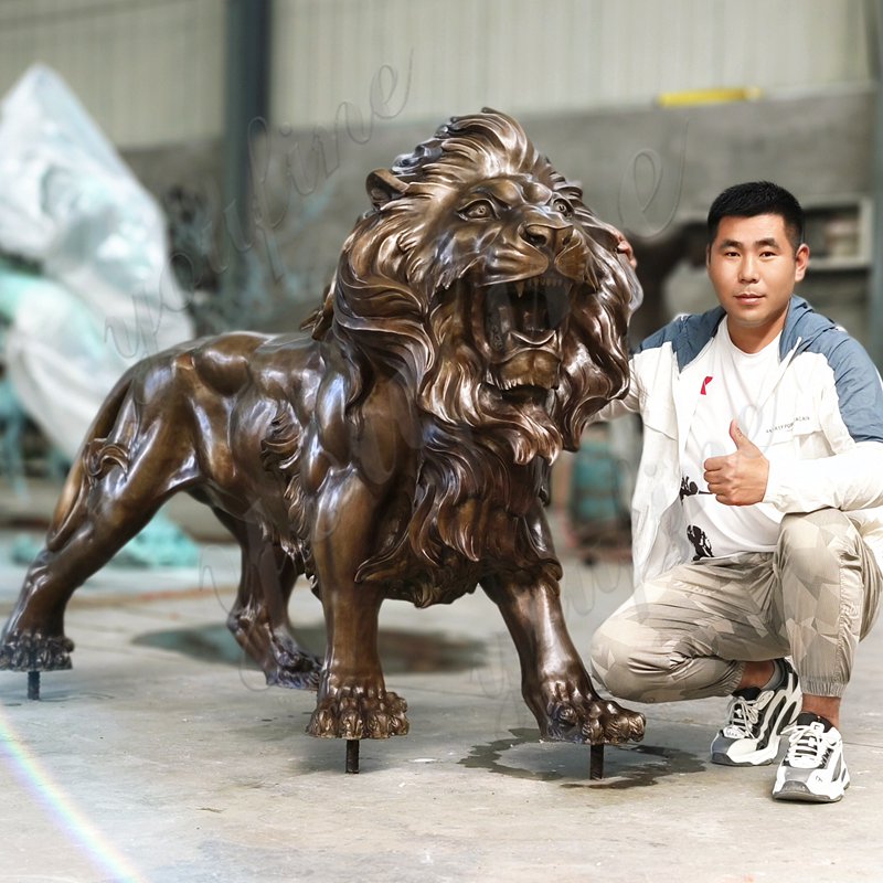 large bronze lion sculpture