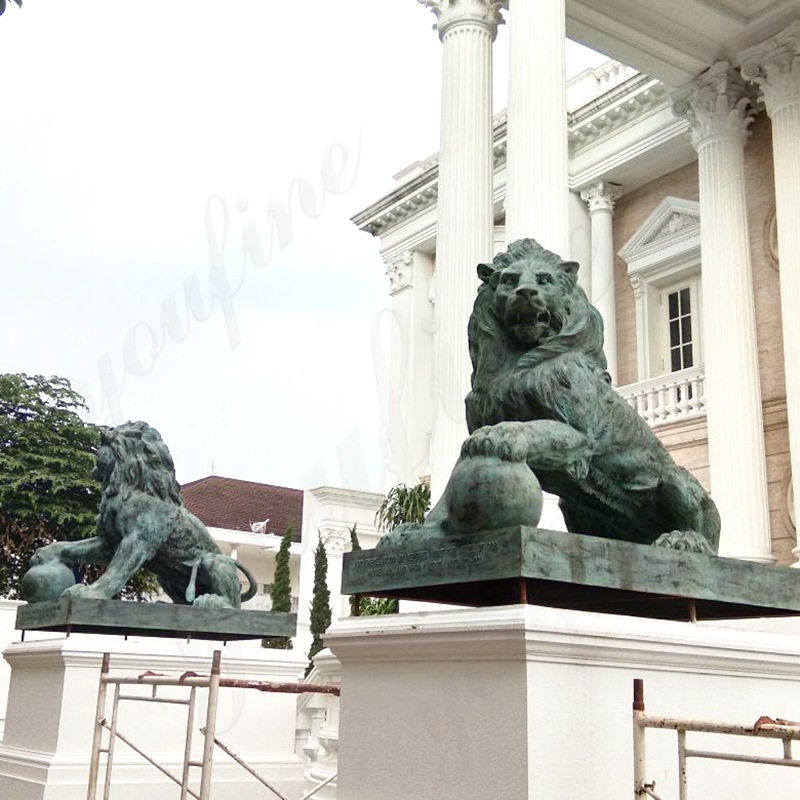 large bronze lion statue