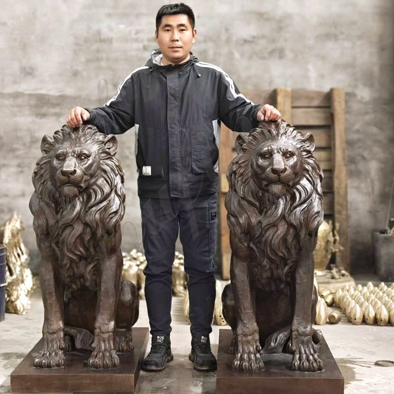 lifesize outdoor bronze lion statues