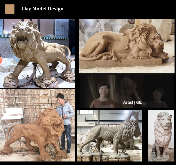 more bronze lion clay model