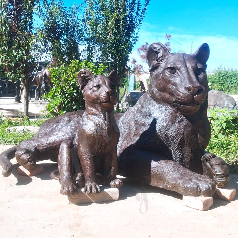outdoor bronze lion statues