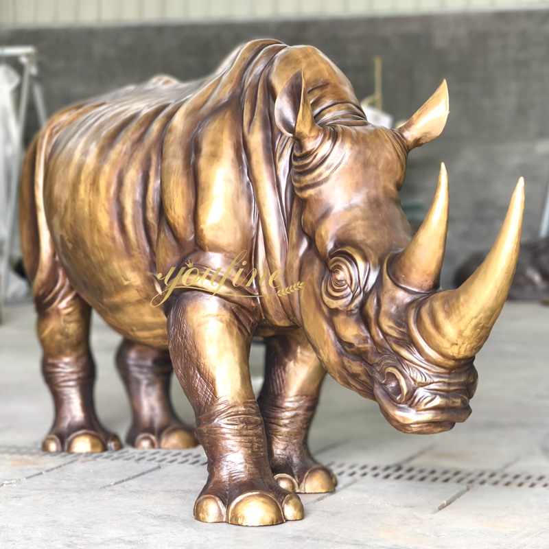 Large Bronze Rhino Statue BOK1-217 - Bronze Wildlife Sculpture - 1